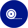 ultrasonic cutting wheel along a dotted line icon